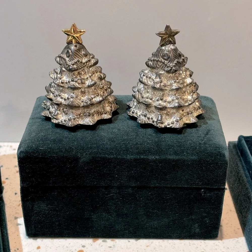 Godinger Silver Art Co. Holiday Christmas Serving‎ Set Santa Clause & Trees